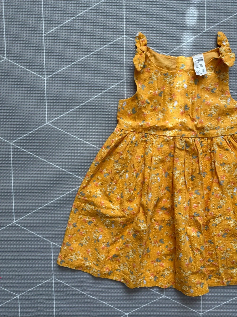 Osh kosh|Baby Girl/toddler Mustard Yellow Floral Tie-Shoulder Sundress•••NWT 3T